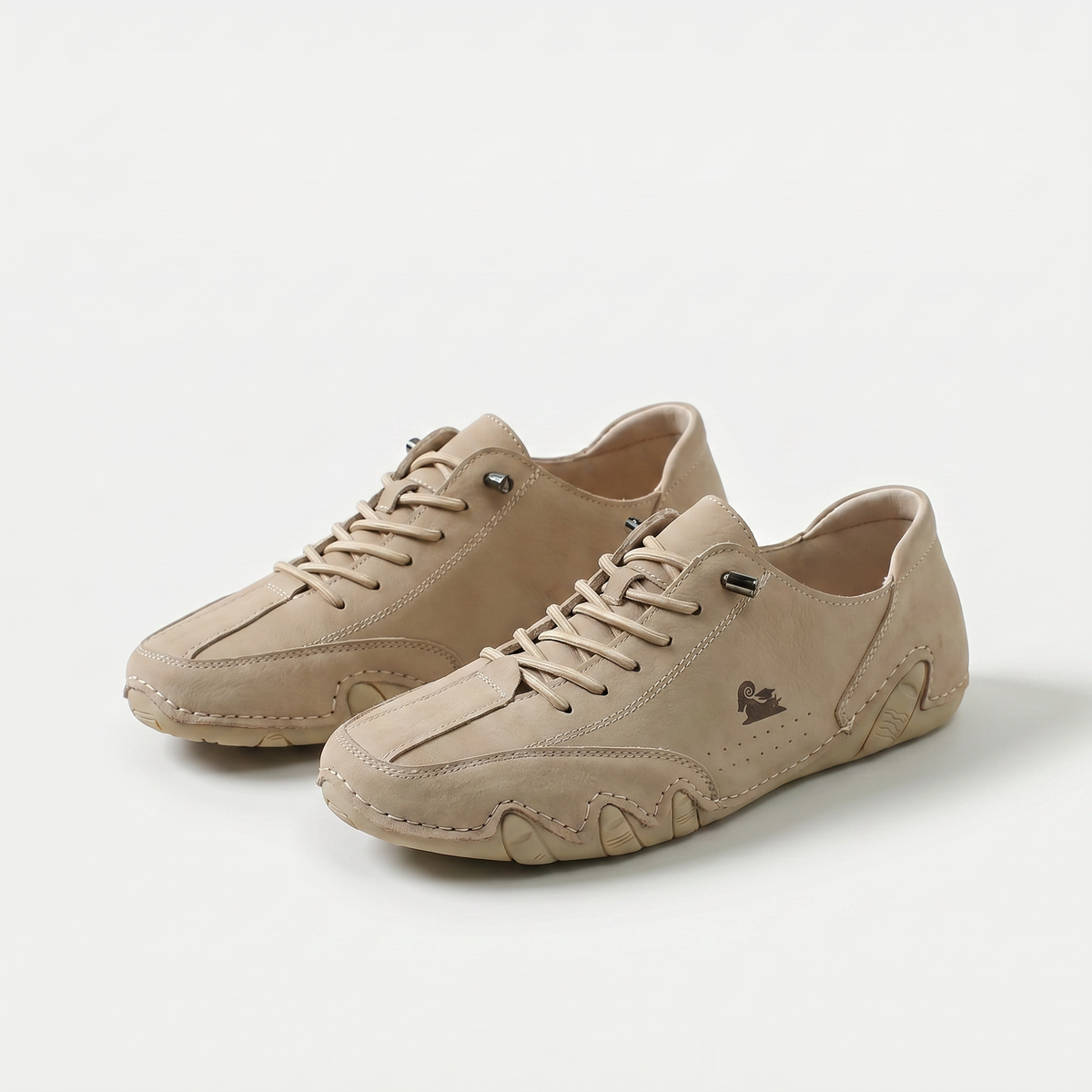 Miranda – Beige Orthopaedic Wave-Sole Lace-Up Sneakers