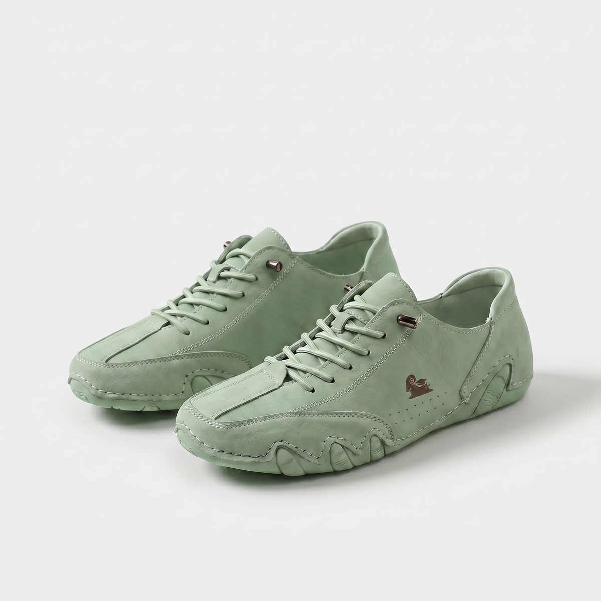 Miranda – Mint Green Orthopaedic Wave-Sole Lace-Up Sneakers
