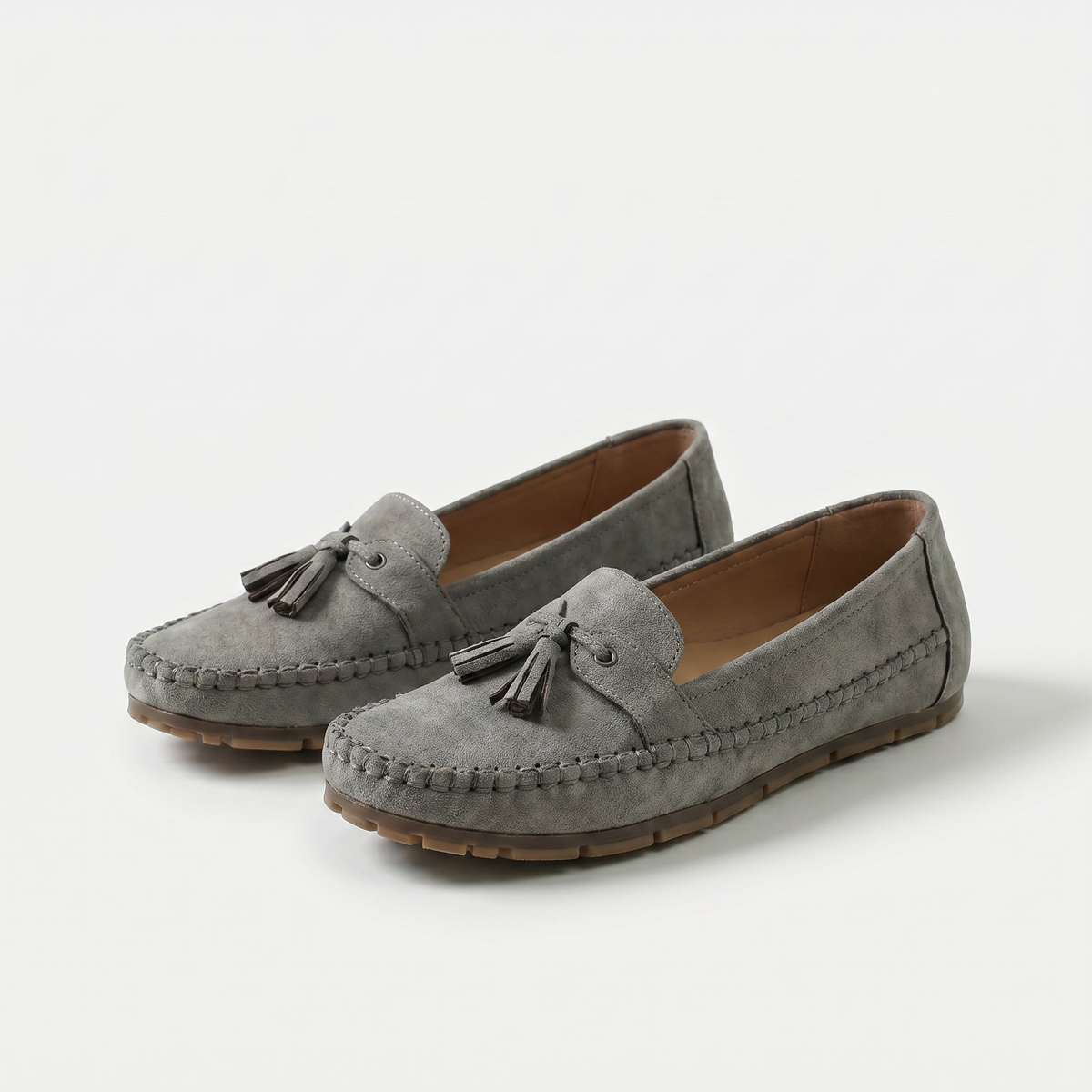 Meredith – Grey Orthopaedic Tassel Moccasin Loafers