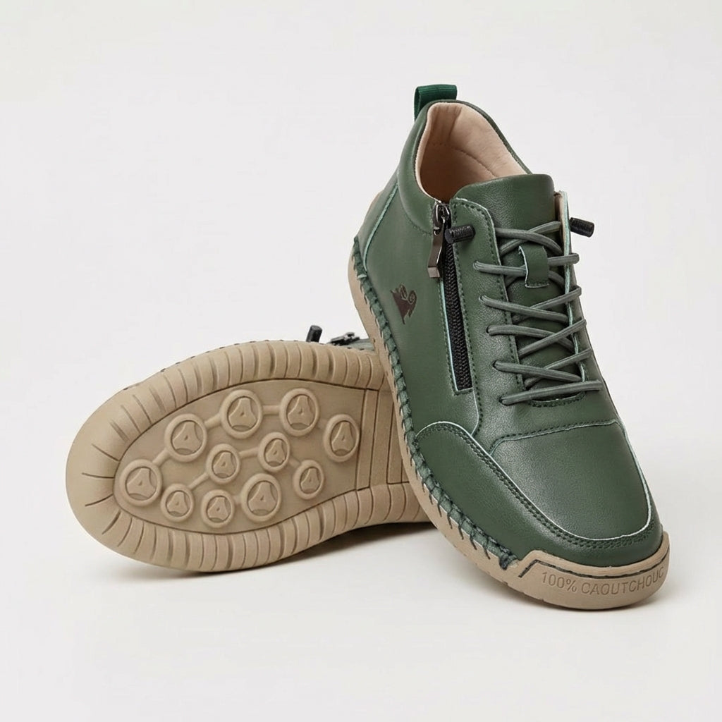 Marian – Forest Green Orthopaedic Side-Zip Stitched Sneakers