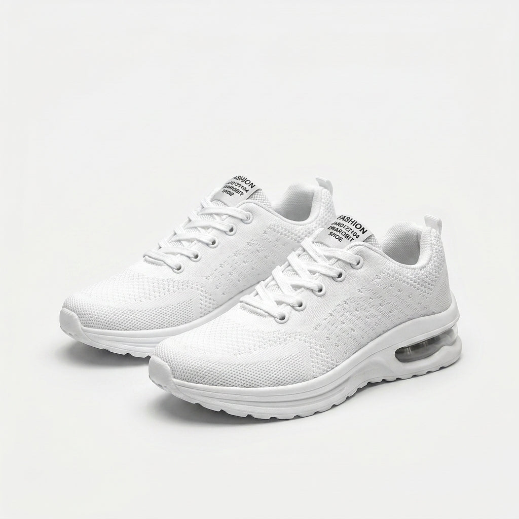 Theresa – White Orthopaedic White Knit Lace-Up Sneakers