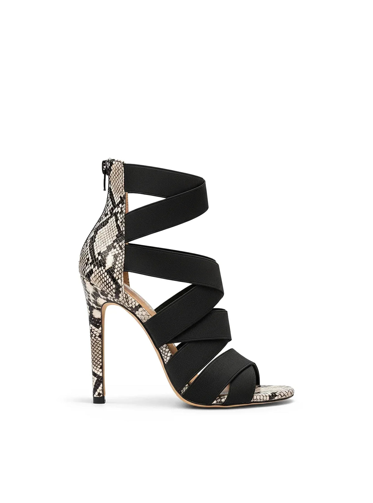 Coleen women's cross-strap snake-effect heeled sandals