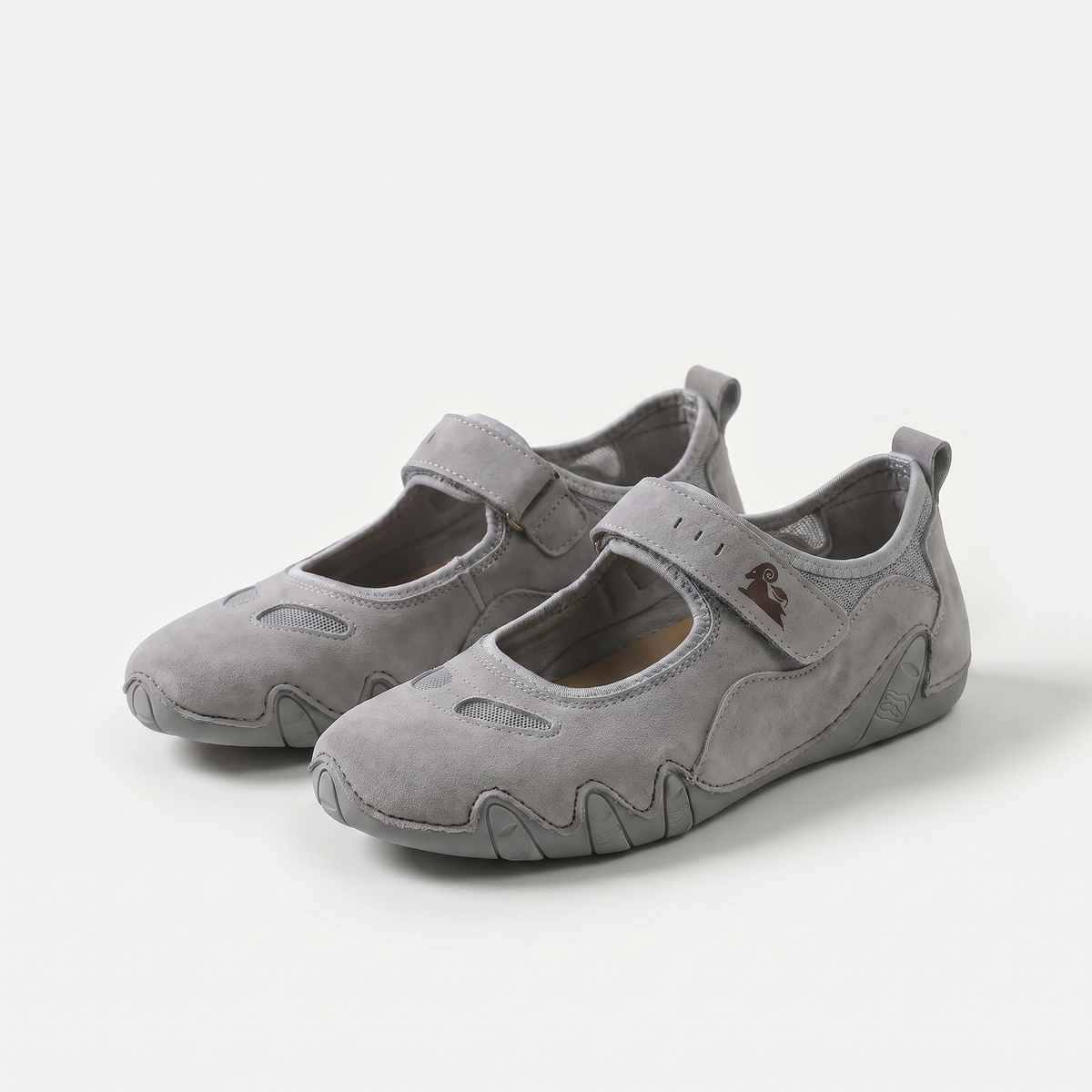 Regina – Grey Orthopaedic Mary Jane Ballet Flats