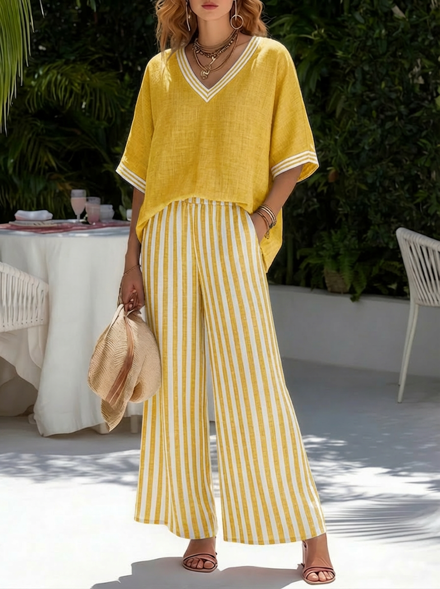 Laura | Striped Linen Duo Set
