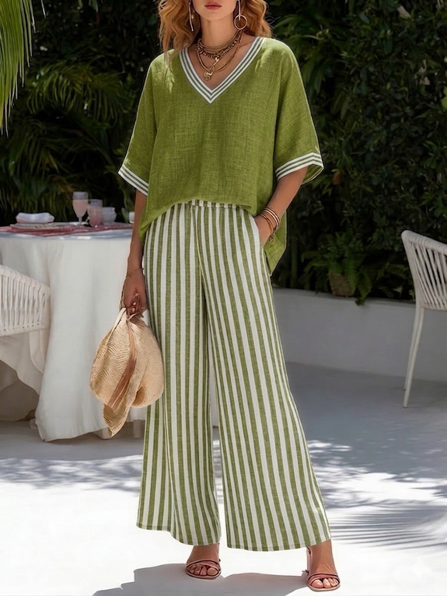 Laura | Striped Linen Duo Set
