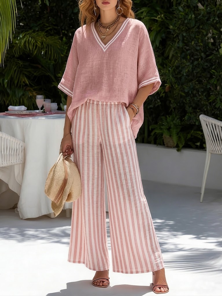 Laura | Striped Linen Duo Set