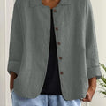 Blanche | Women's Sage Grey Relaxed Textured Button-Front Blouse