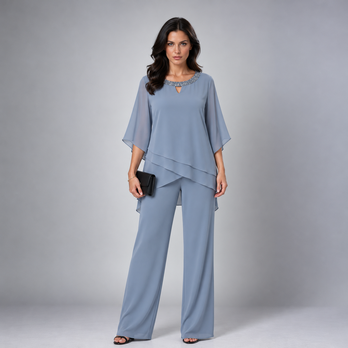 Ariadne two-piece set in Dusty Blue