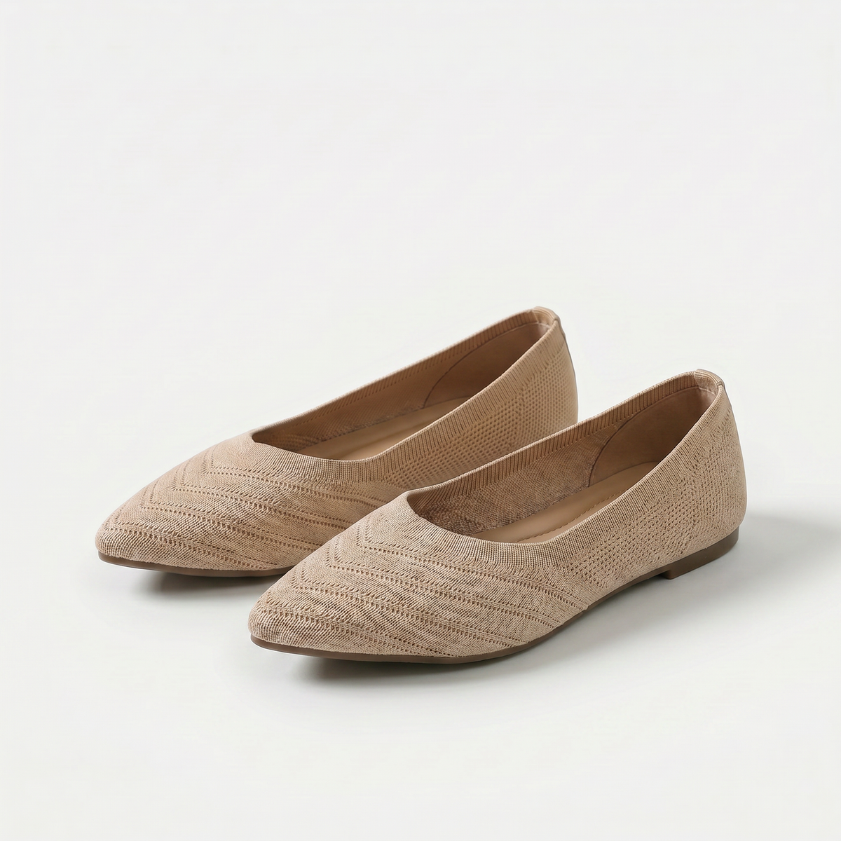 Virginia – Nude Orthopaedic Pointed Knit Ballet Flats