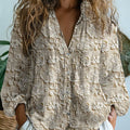 Coline | Women's Beige Floral Lace-Print V-Neck Blouse