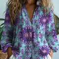 Marisela | Women's Purple Kaleidoscope Print V-Neck Blouse