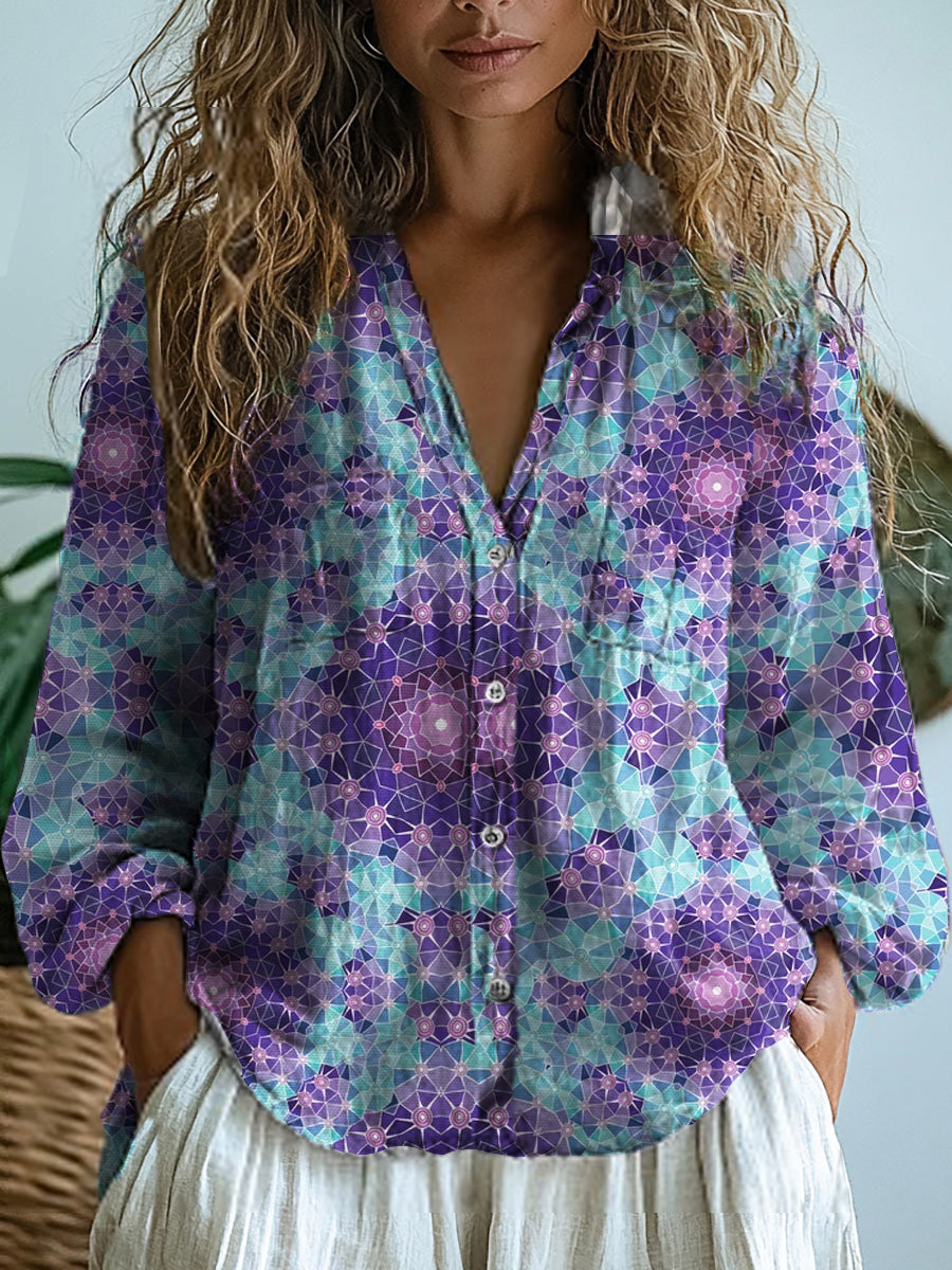 Marisela – Purple Kaleidoscope Purple Kaleidoscope Print V-Neck Blouse