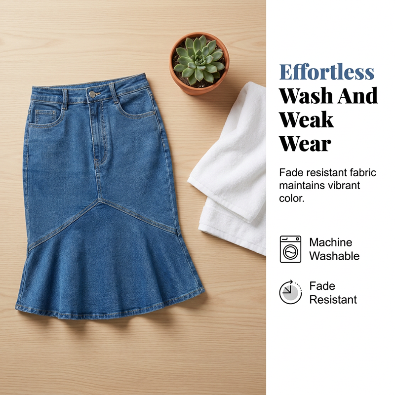 Ivessia™ | High-Waist Denim Midi Skirt with Mermaid Silhouette