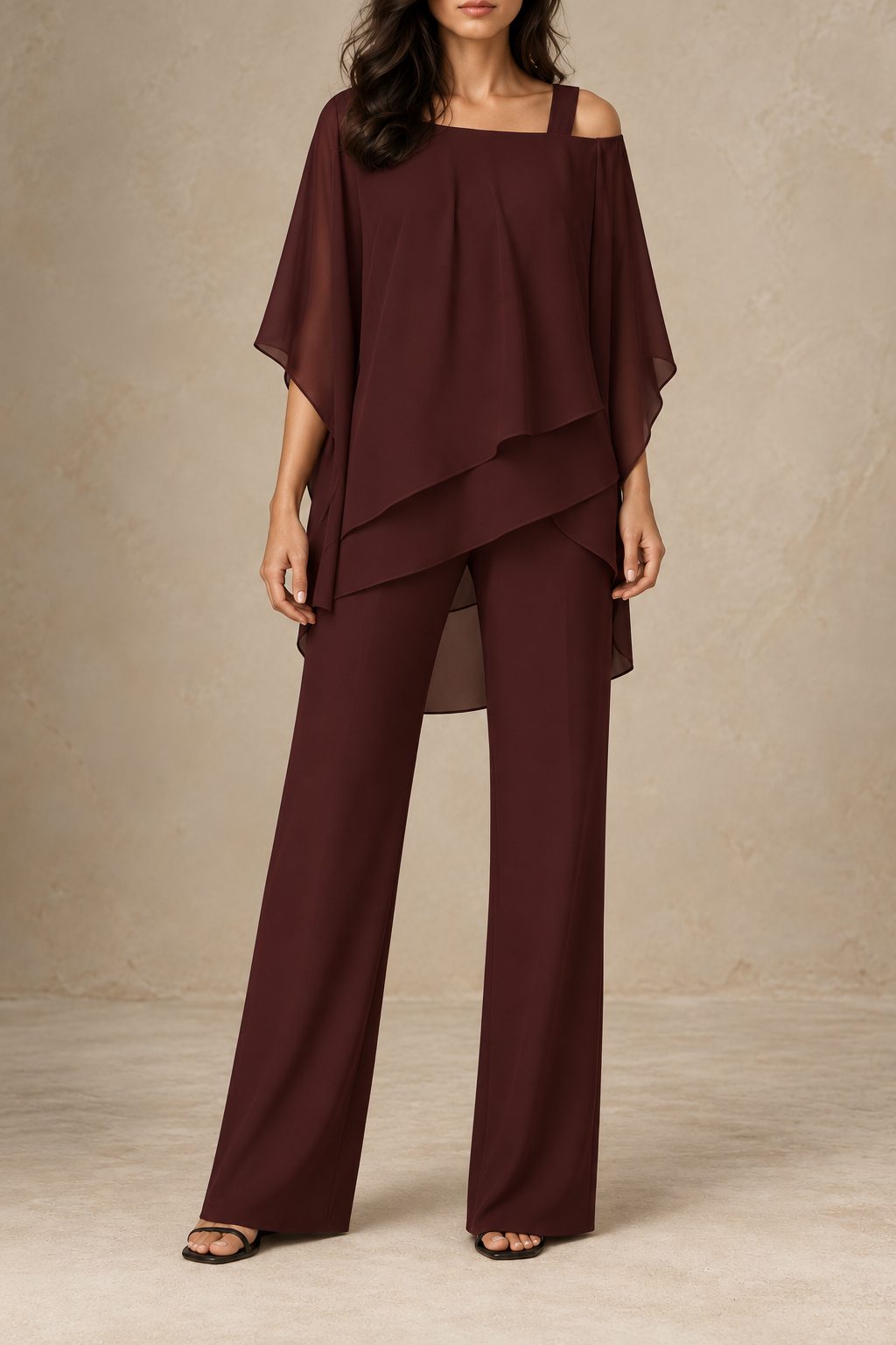 STELLA | Breezy Layered Set Burgundy - matching white hero studio