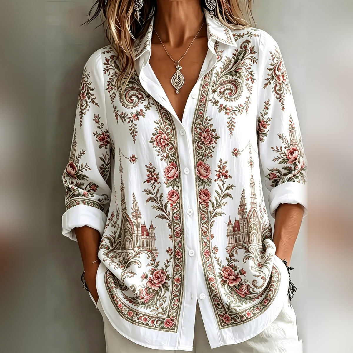 Thomasina in Ivory Brown Floral