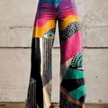 Aurore | Women's Abstract Print Flare Trousers