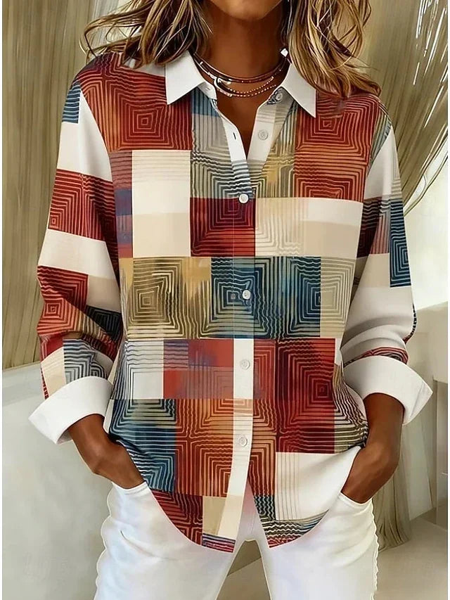 Merritt Womens Vintage Patchwork Button Shirt in Multicolour