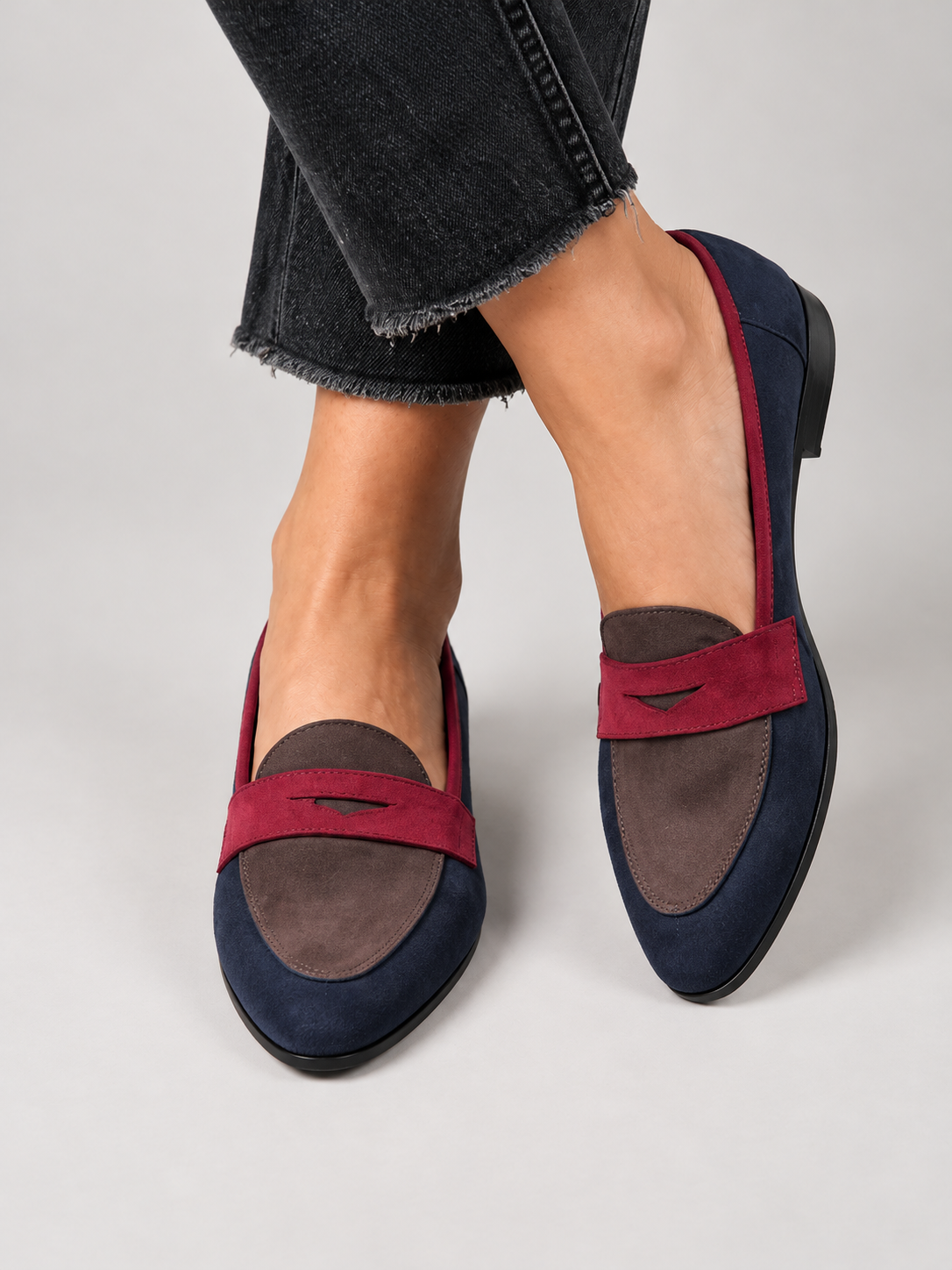 Navy Blue Colourblock Loafers
