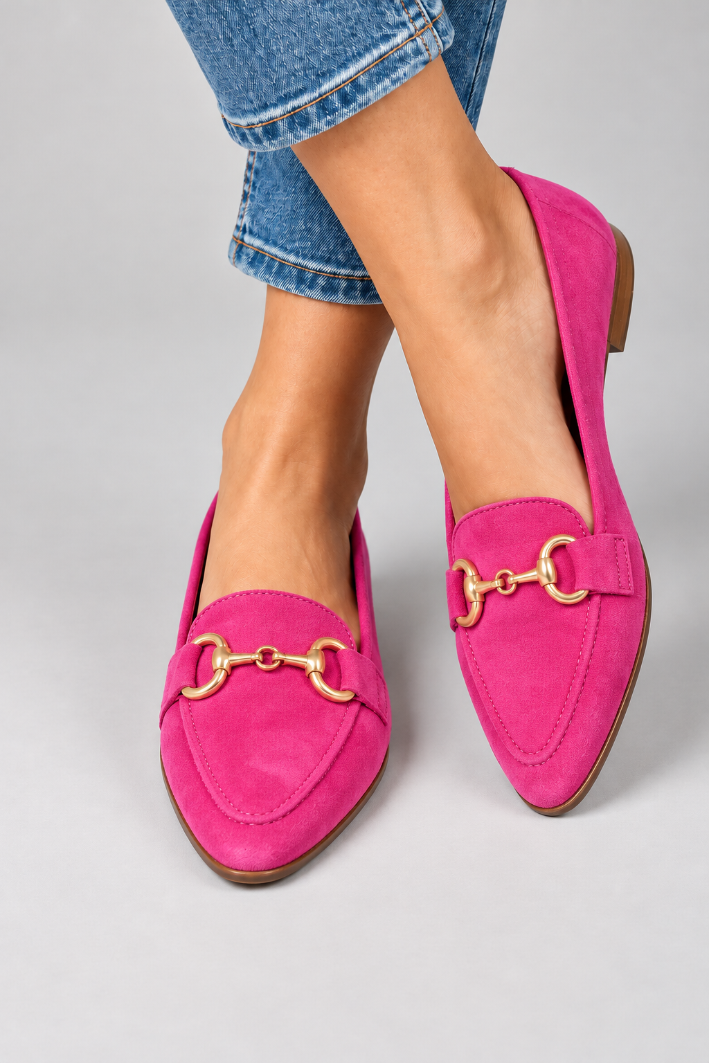 Pink Loafers with Golden Detail